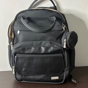Stylish Black Baby Bag with Silver Accents
